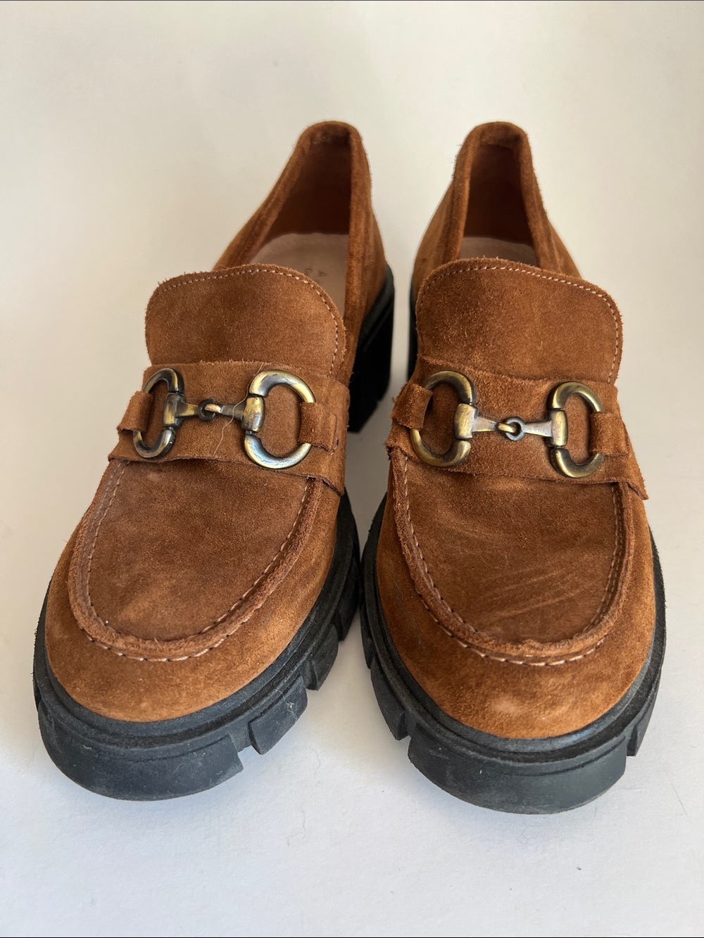 Y2K Chunky Brown Suede European Bit Loafers